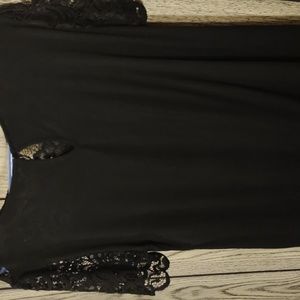 Black short sleeve blouse with lacy top